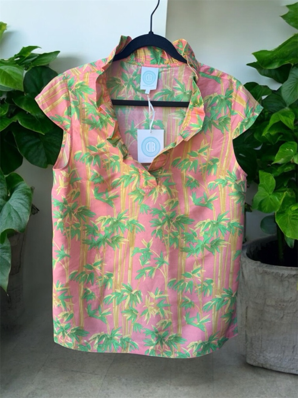Devon Baer NWT Ruffle Collar 100% Silk Top Large